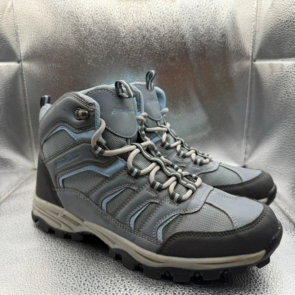 Size 9.5 Eddie Bauer Williamette Gray Blue Mens Mid Top Trail Hiking Boots‎